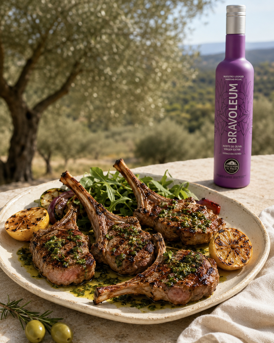 Chargrilled Lamb Chops with Early Harvest Picual & Mint